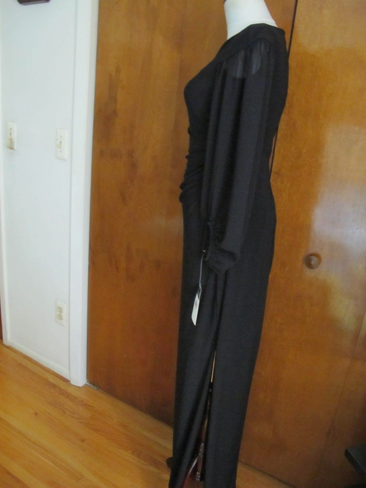 Ralph Lauren wome'n black evening maxi dress with mesh long sleeves size 2 