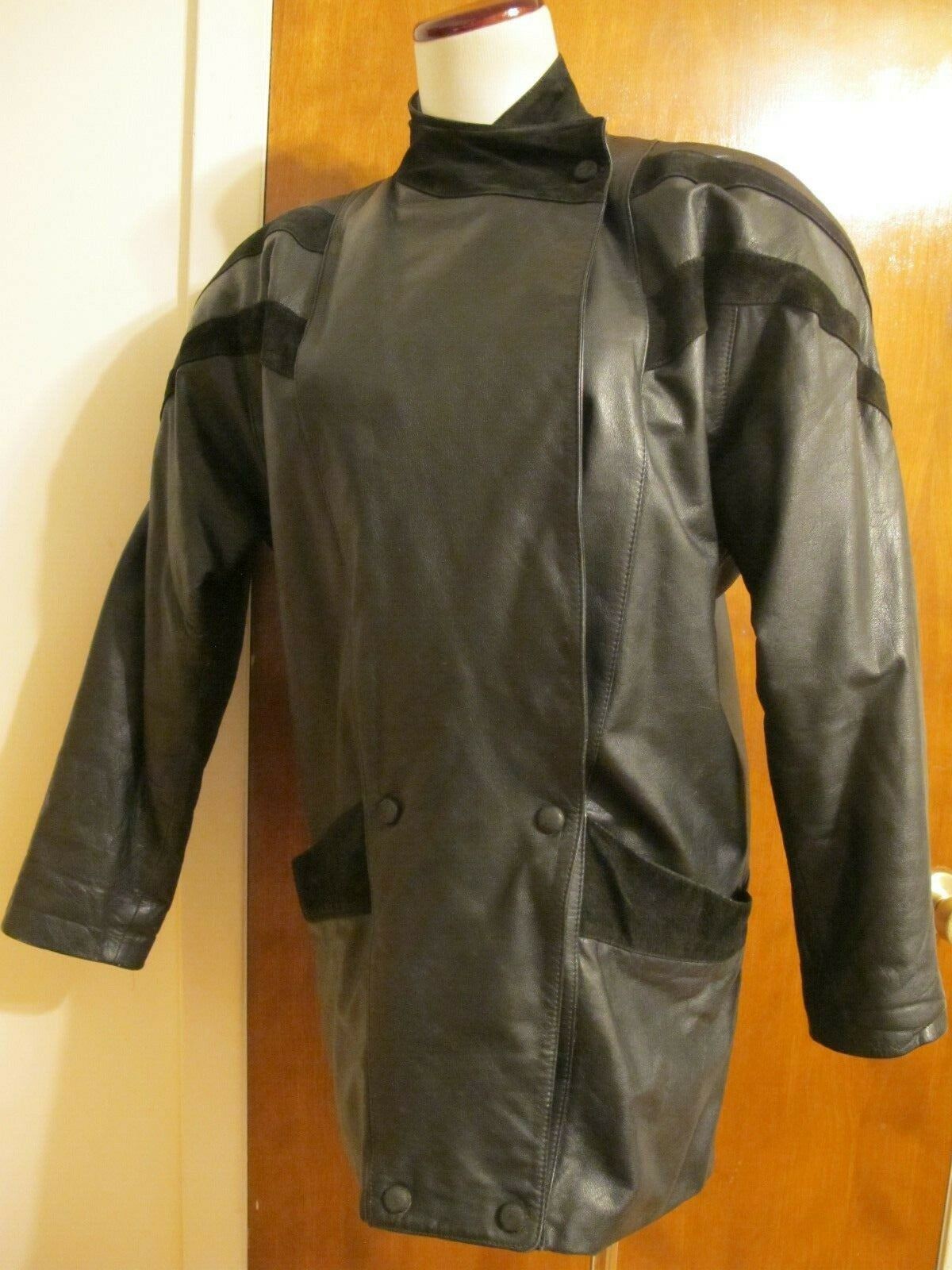 Pelle Cuir Women's Black Real Genuine Leather Detailed Jacket Coat Size Small