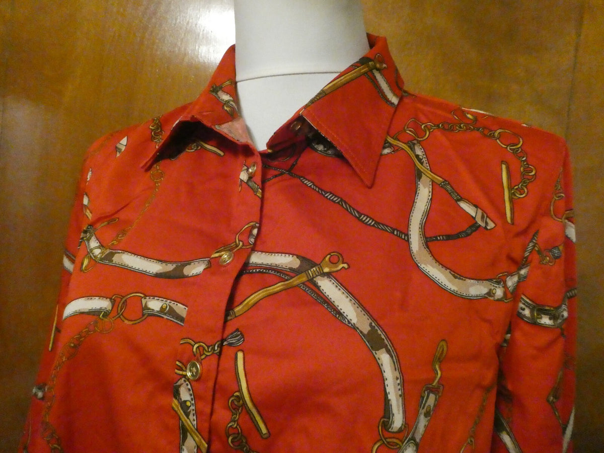 TALBOTS women's red multicolor long sleeveless cotton top size 16P