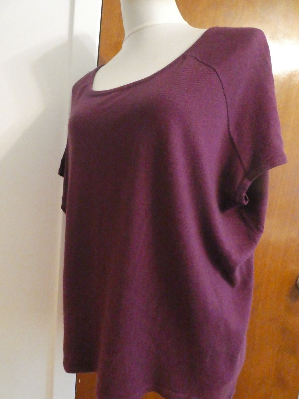 REMAIN Women's Sweater Asymmetrical Eggplant Detailed Size Large