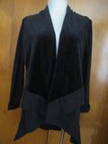 Adrienne Vittadini cardigan women's black flannel open front  Saks Off 5th Large