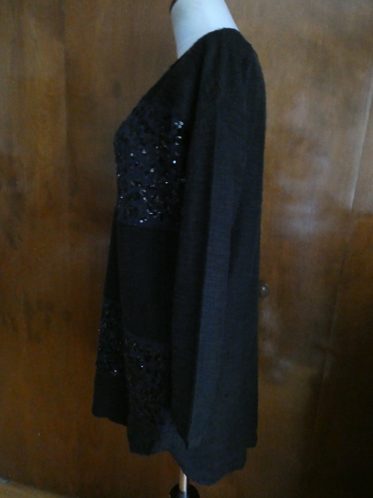 Free People women's black embellished gorgeous long sweater Medium