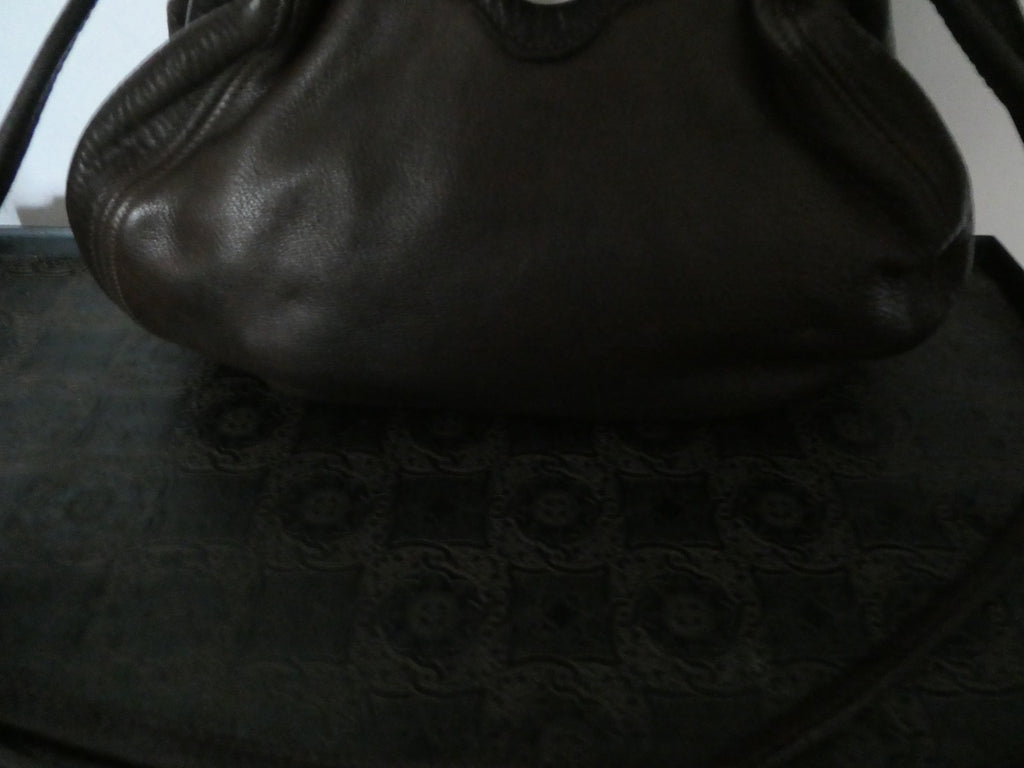 Vintage AMANN Brown Genuine Leather Shoulder Crossbody Bag Large 12x8x5 "1990s"