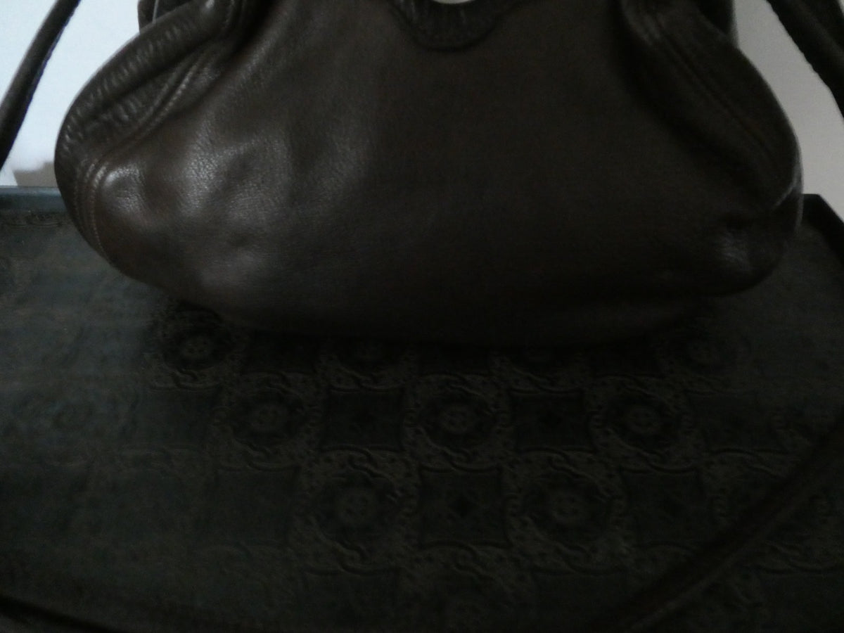 Vintage AMANN Brown Genuine Leather Shoulder Crossbody Bag Large 12x8x5 "1990s"