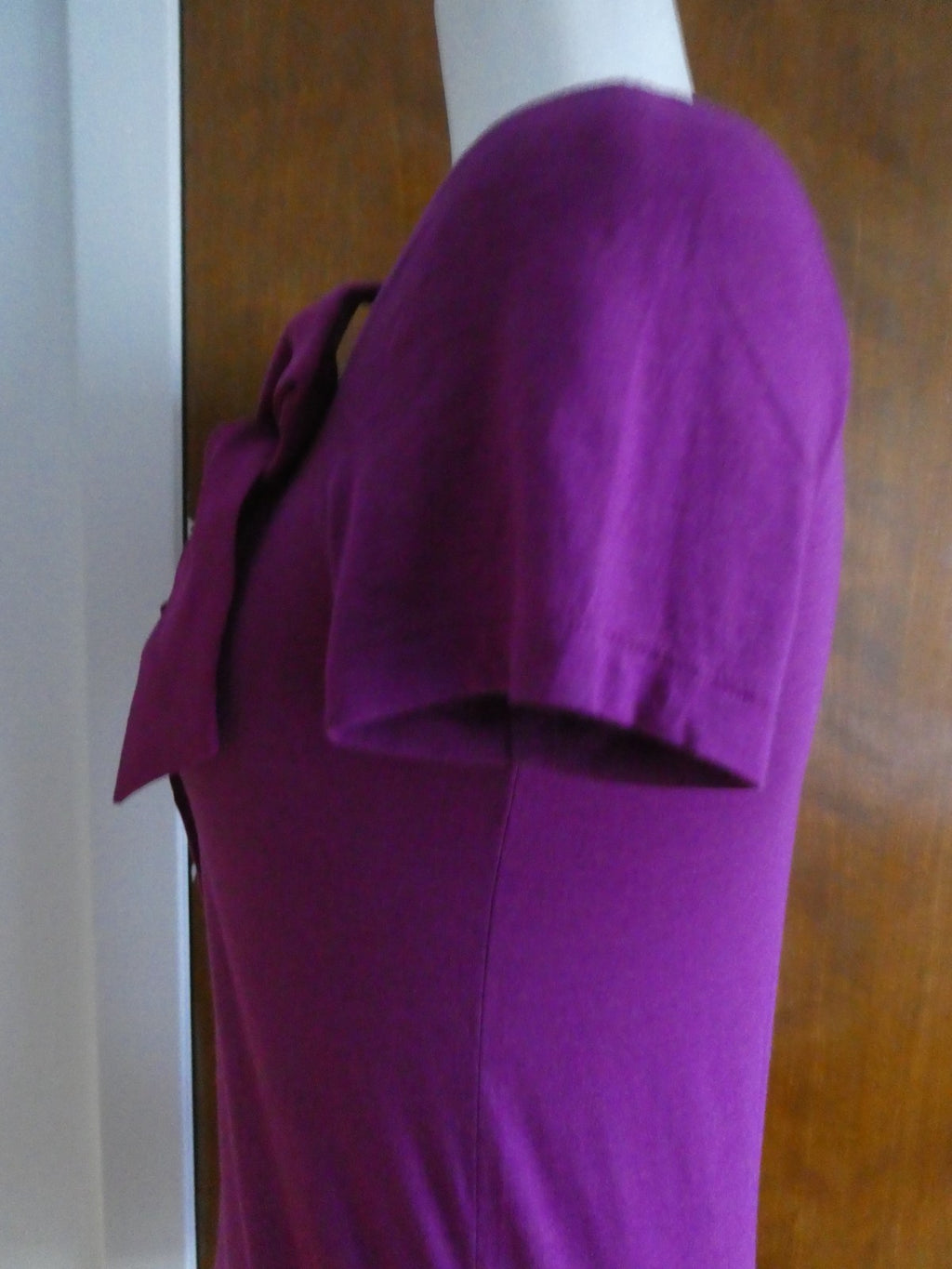 GAP Women’s Purple Bow Detail Top Size Small Cotton Modal Short Sleeve Stretch