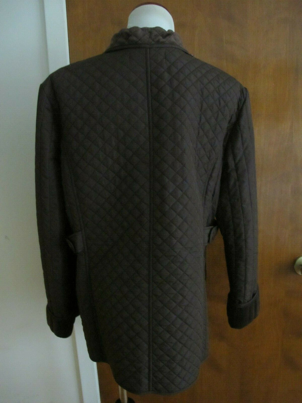 Larry Levin Women's Brown Quilted Coat Jacket Faux Fur Lining XLarge