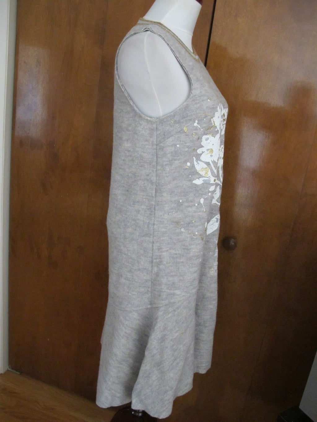 Anthropologie women's gray detailed dress Xsmall NWT runs big 