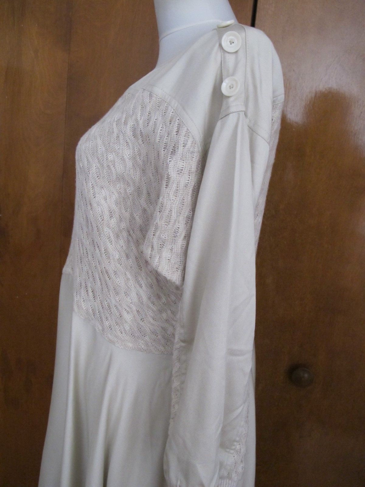  Anthropologie Women’s Beige Detailed Long Sleeves Dress  New
