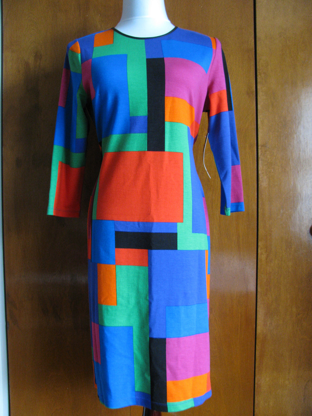 Ralph Lauren Women's Multicolored Crewneck 3/4 Sleeves Dress