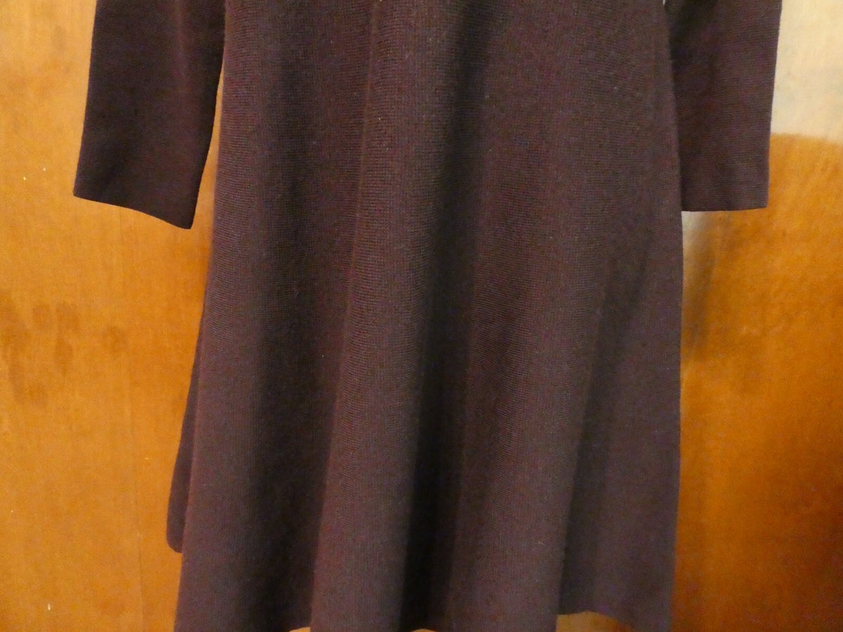 Armani Exchange Women's Eggplant 3/4 Sleeves Merino Wool Dress