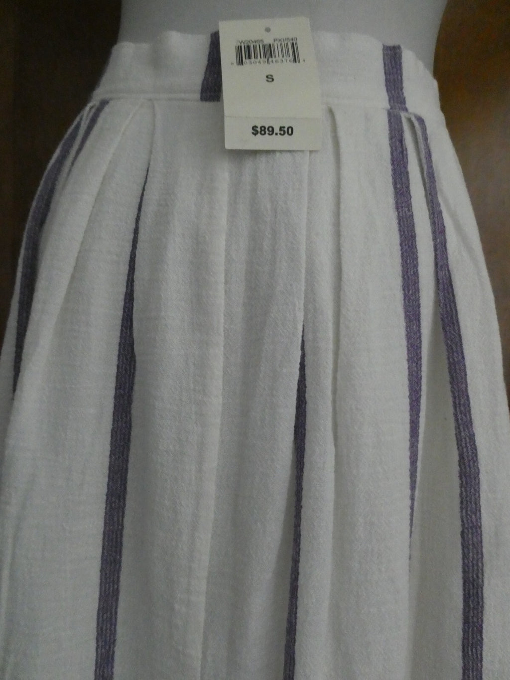 Lucky Brand women's off white full lined pleated pockets buttons skirt small