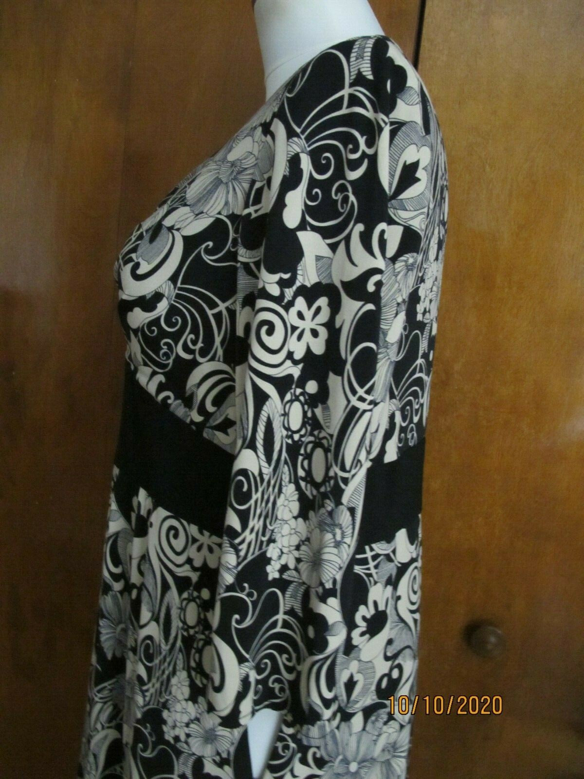 OC by OC women's black beige A-line lined dress 12
