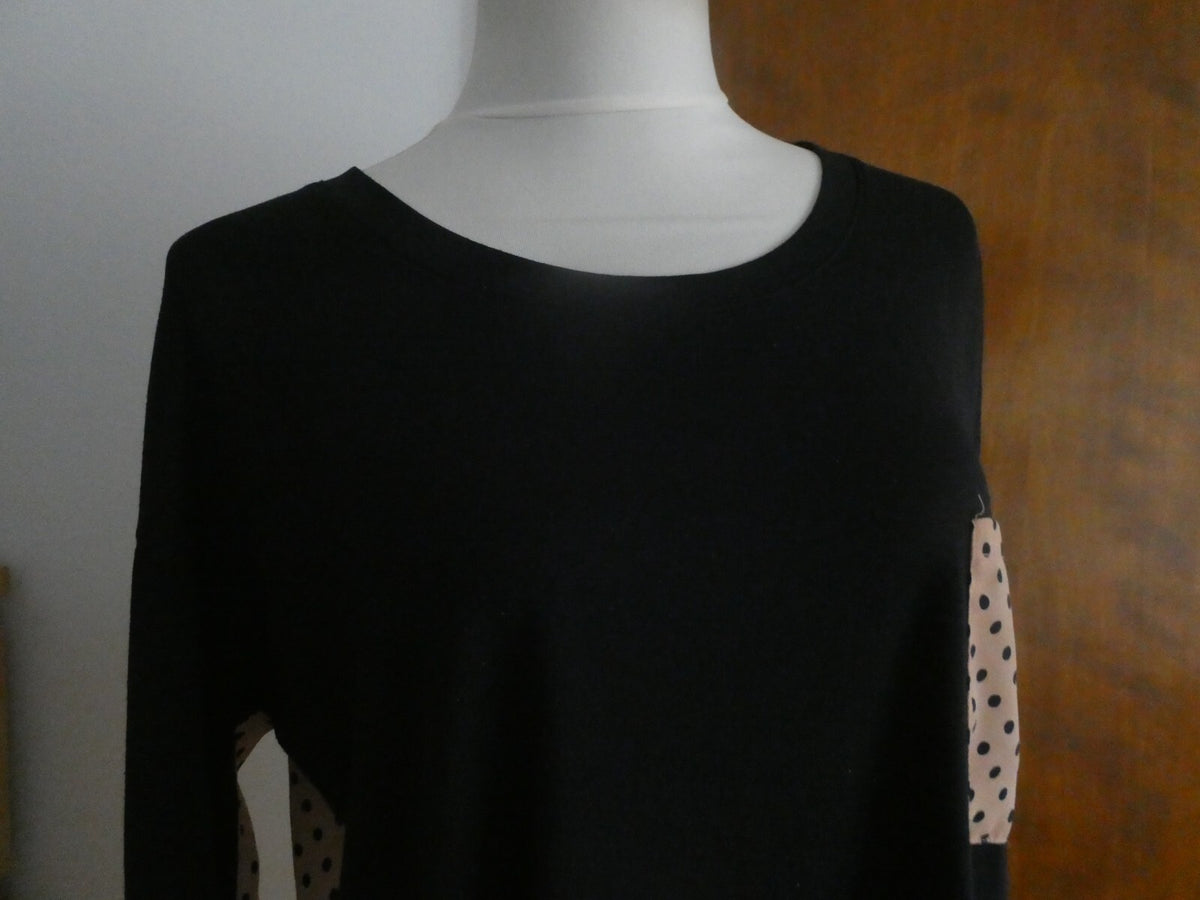 Tulipian women's black multi color long sleeves top size large