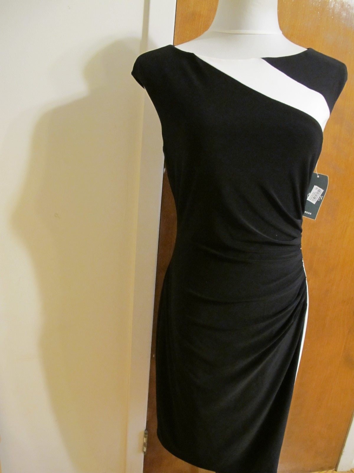 Ralph Lauren Women's Black White Evening Lined Dress 8