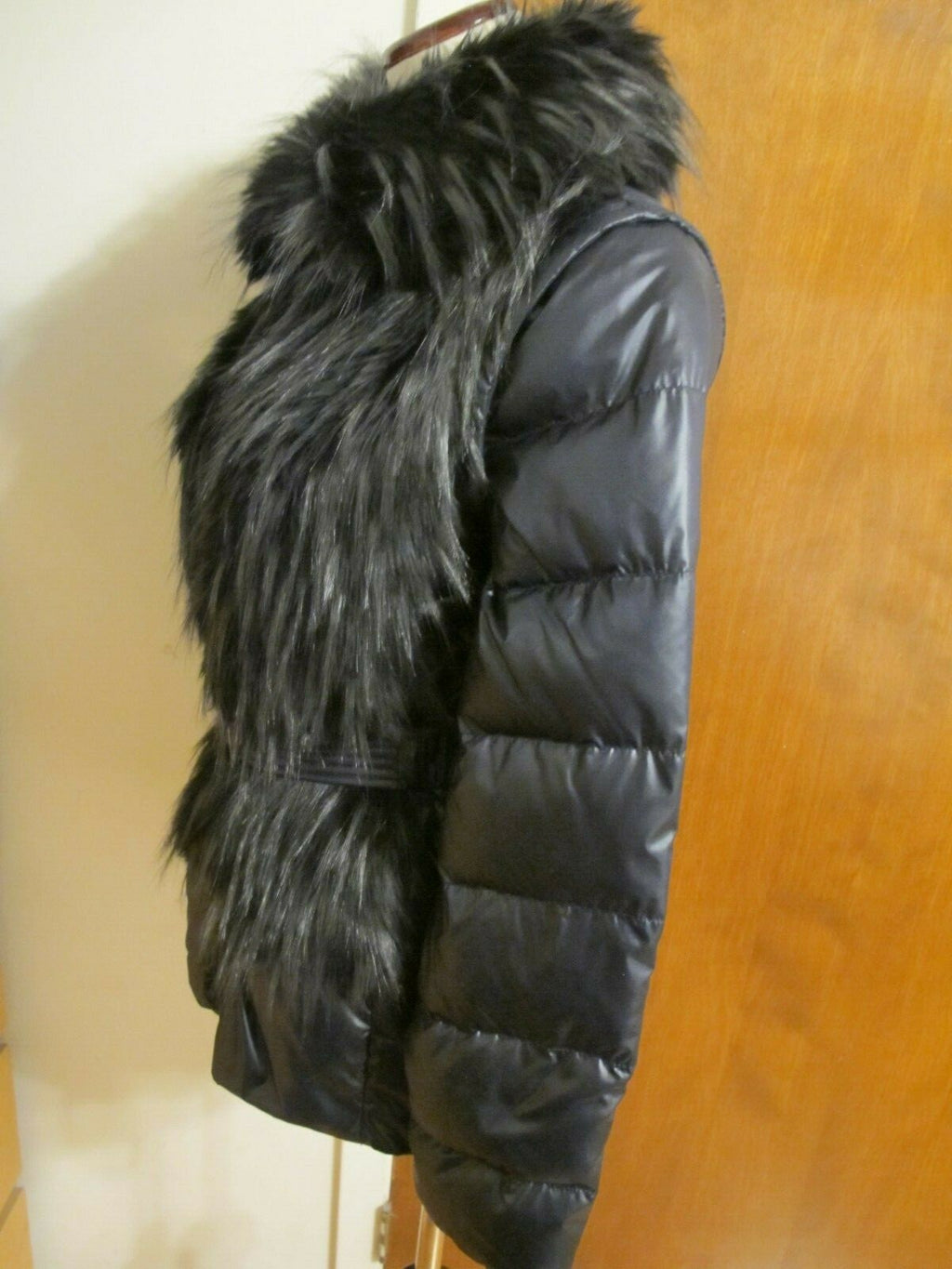 French Connection navy winter coat two in one down feather faux fur collar Small