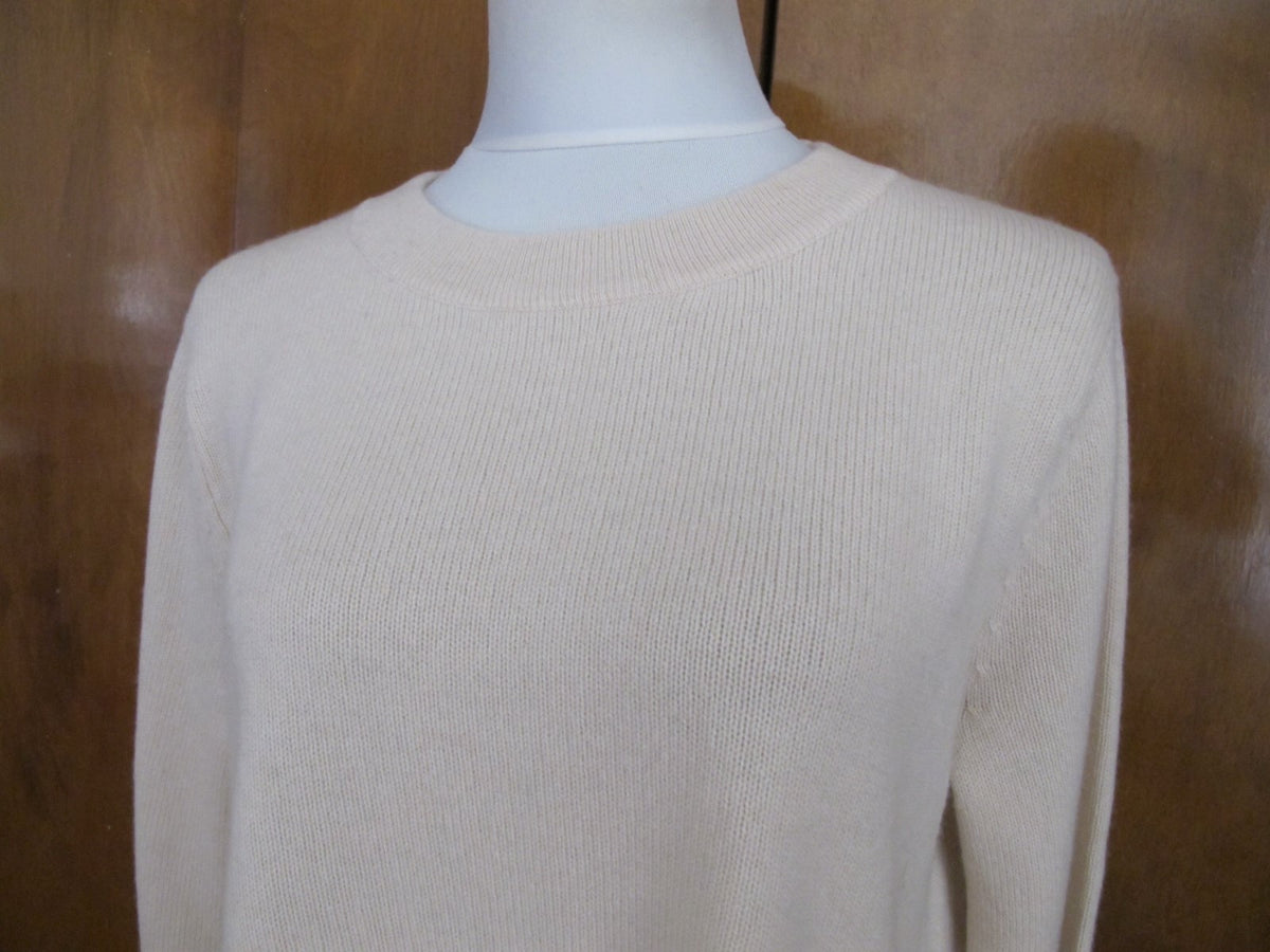 Bloomingdale's Women's Cream 2 Ply Cashmere Detailed Sweater Medium New
