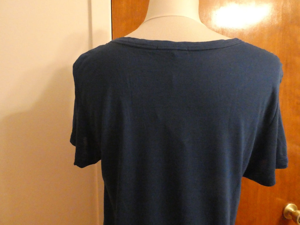 GAP Women's Top Size Large Navy Blue Sequined Pocket Short Sleeve 100% Rayon NWT