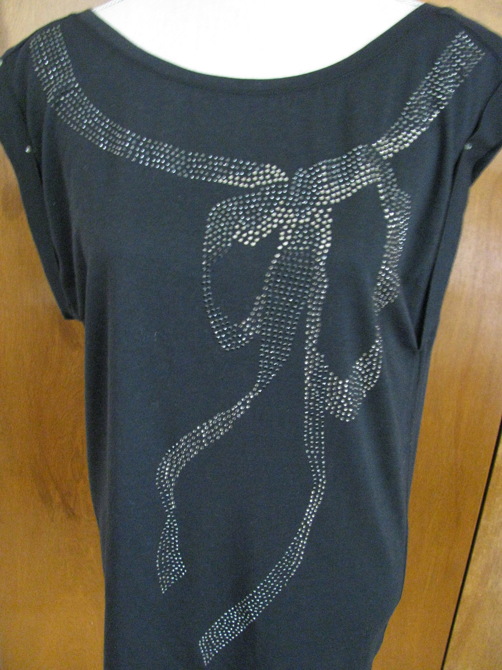 Juicy Couture women's black embellished bow tunic top New