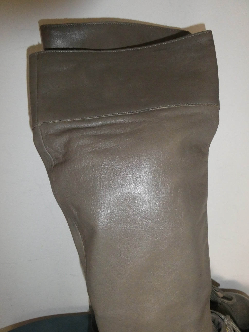 Lucky Penny Tall Fringe Boots Women’s 7.5B Gray Taupe Leather Knee High Boho