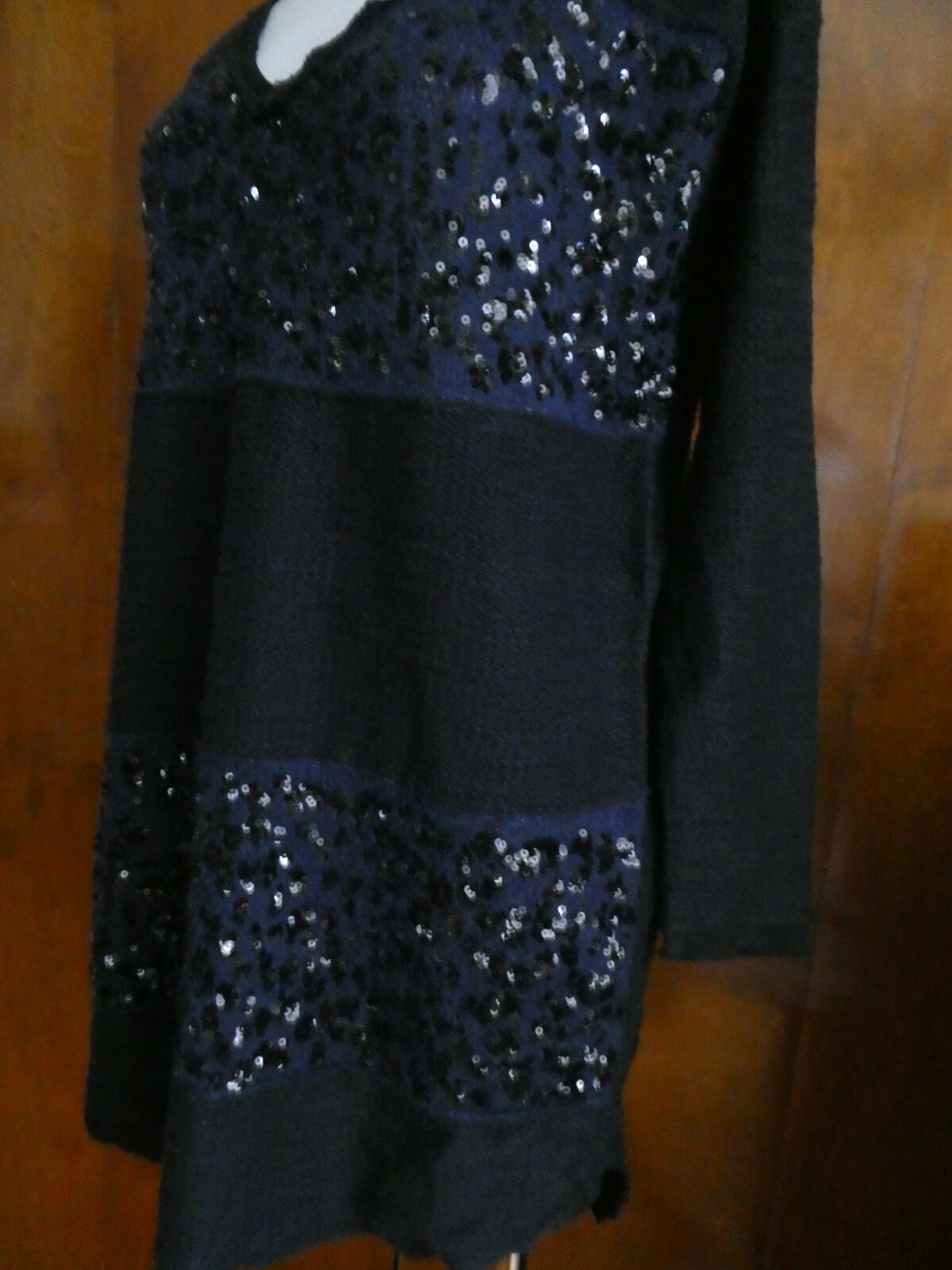 Free People women's black embellished gorgeous long sweater Small
