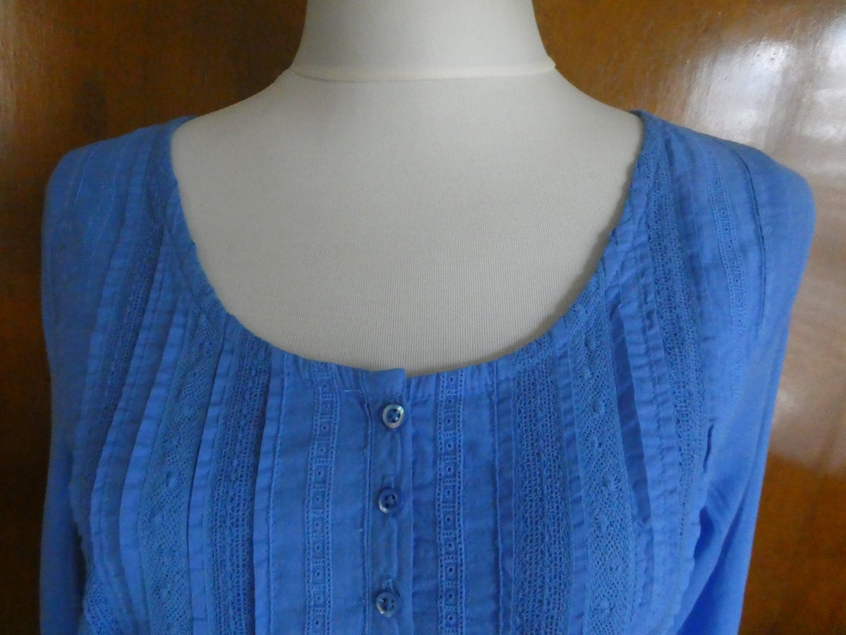 J.CREW  women's blue crewneck soft cotton 3/4 sleeves top Large