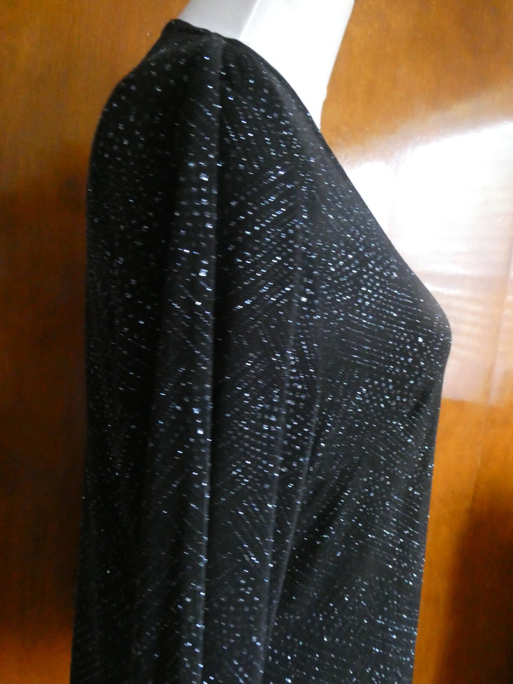 Vtg Onyx Nite Women Black Sparkles Glitter Long Sleeve Cardigan Made USA P/Large