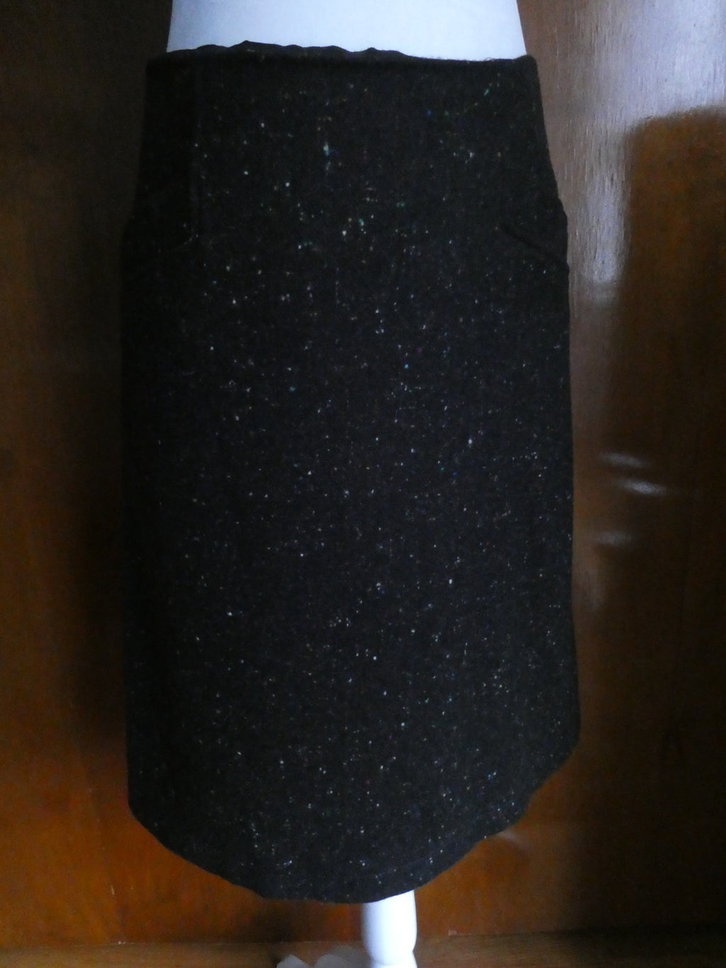 Theory Women Anorel Black Multi Virgin Wool Detailed Size 12 Skirt $265