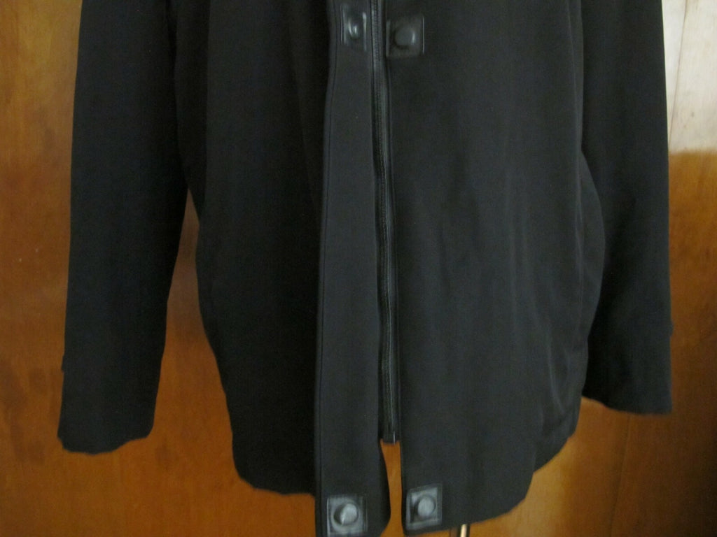 Larry Levine Juniors Black Lined Spring Hooded Coat Jacket Large