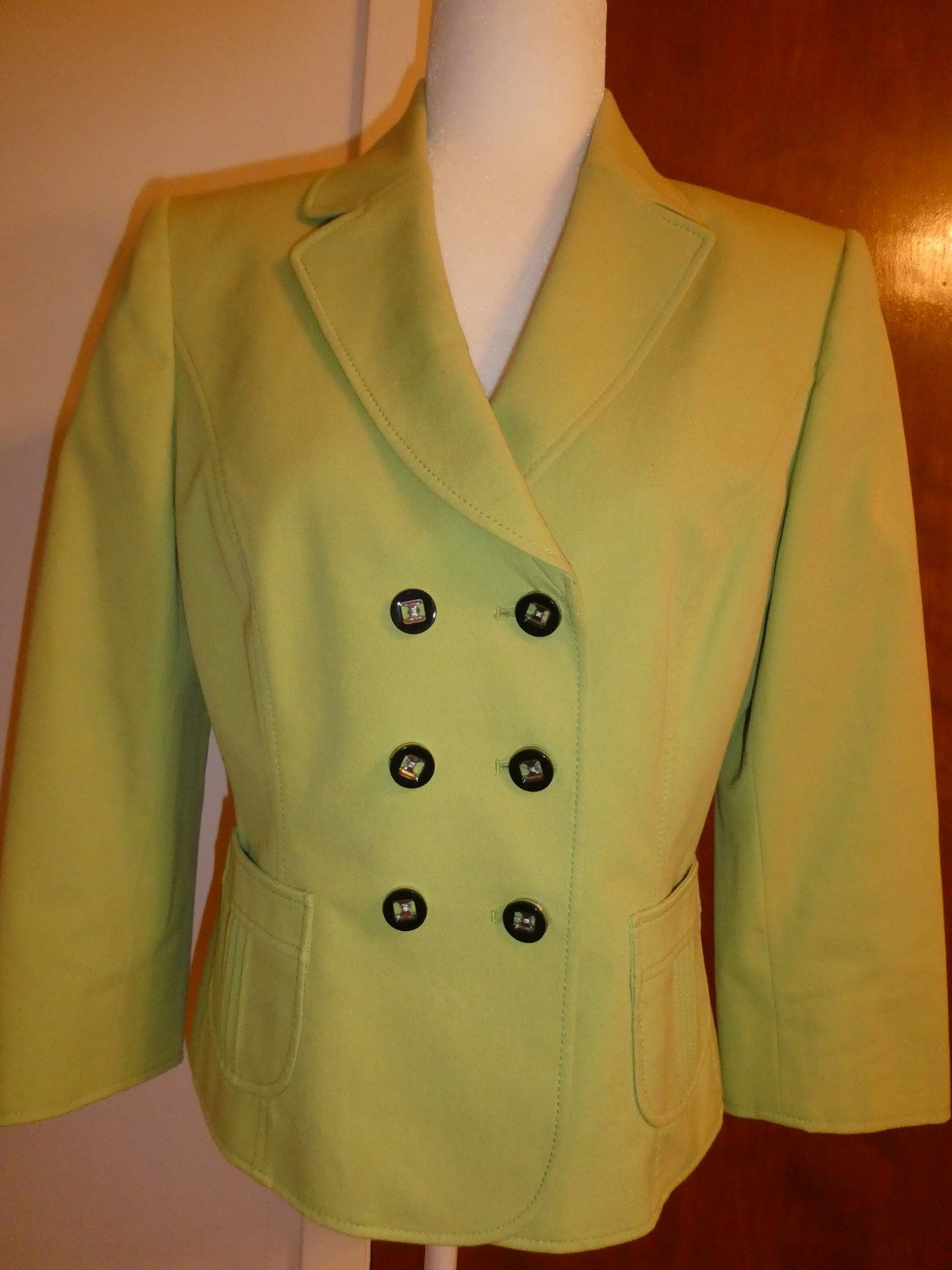 Tahari Arthur S. Levine Women's Blazer Jacket Lime Green Cotton Stretch Size 8