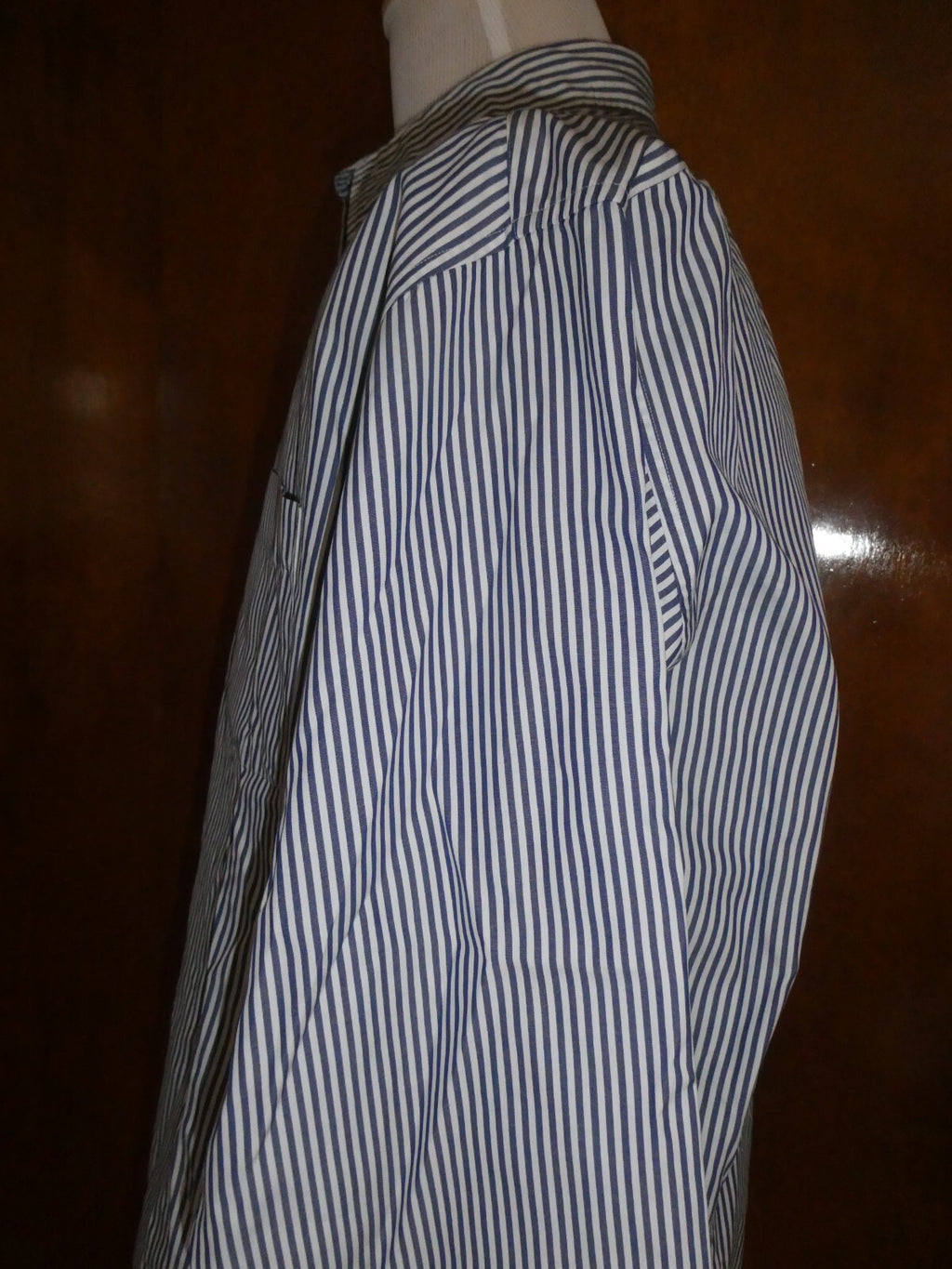 J. Crew Blue Striped Men's Long Sleeve Button-up Cotton Shirt Size 17-34