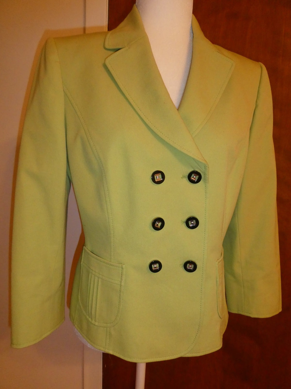 Tahari Arthur S. Levine Women's Blazer Jacket Lime Green Cotton Stretch Size 8