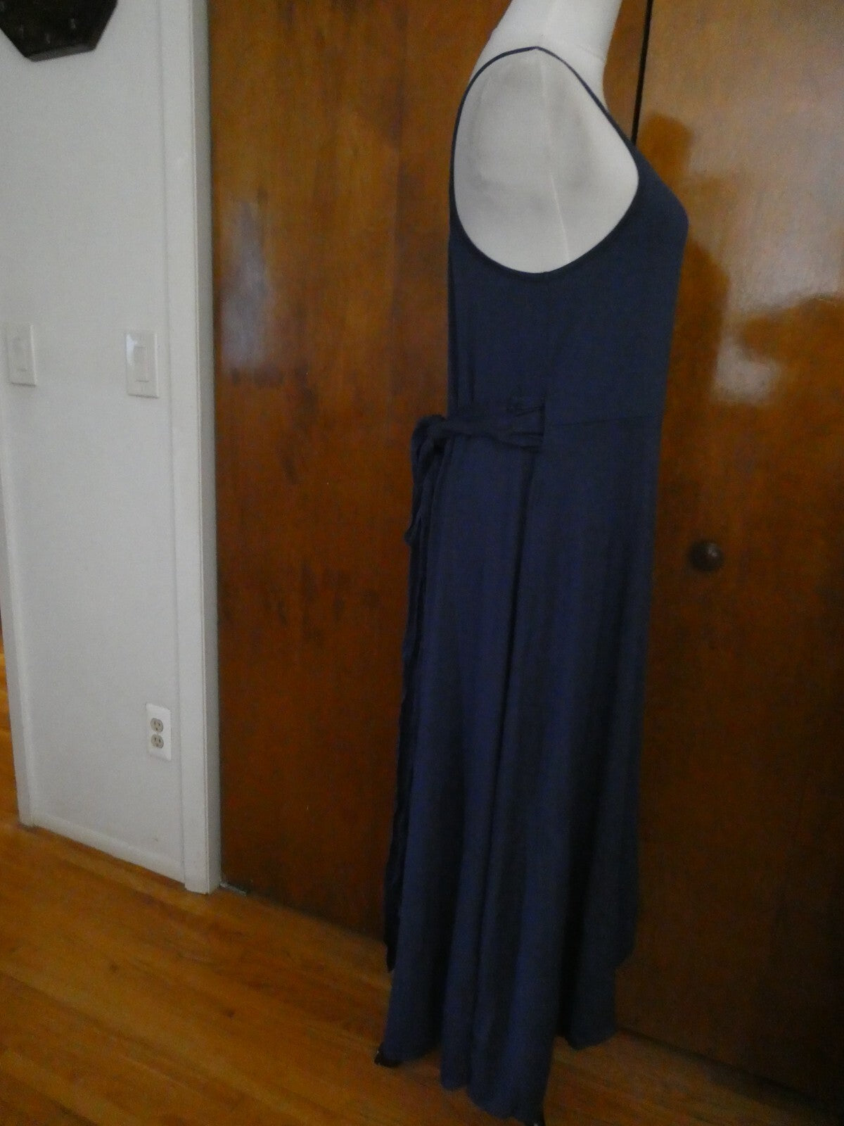 Gap Women's Navy Tie-Waist Midi Wrap Dress Size Large