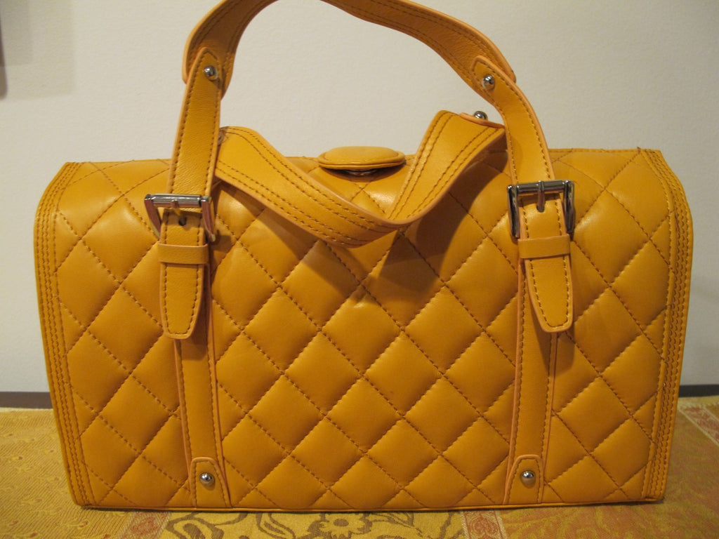 Juliana Collezione women's quilted leather mustard bag 