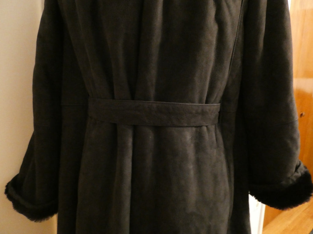 Adarcrea Women Black Shearling Sheepskin A-Line Winter Coat SZ 10 (US 14) Spain