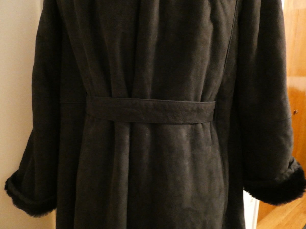 Adarcrea Women Black Shearling Sheepskin A-Line Winter Coat SZ 10 (US 14) Spain