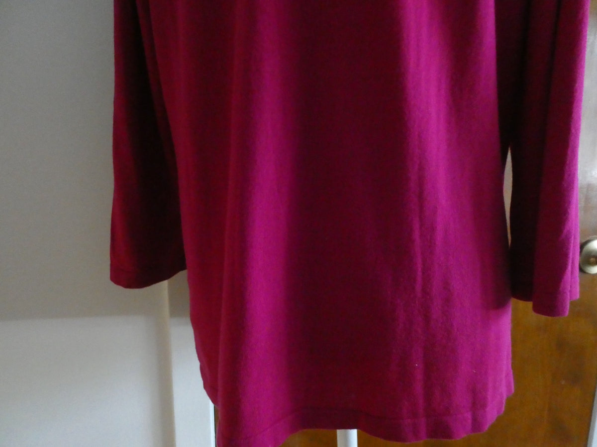 Jones New York Signature Women's Sweater Top Magenta Pink Cotton Modal Size 1X