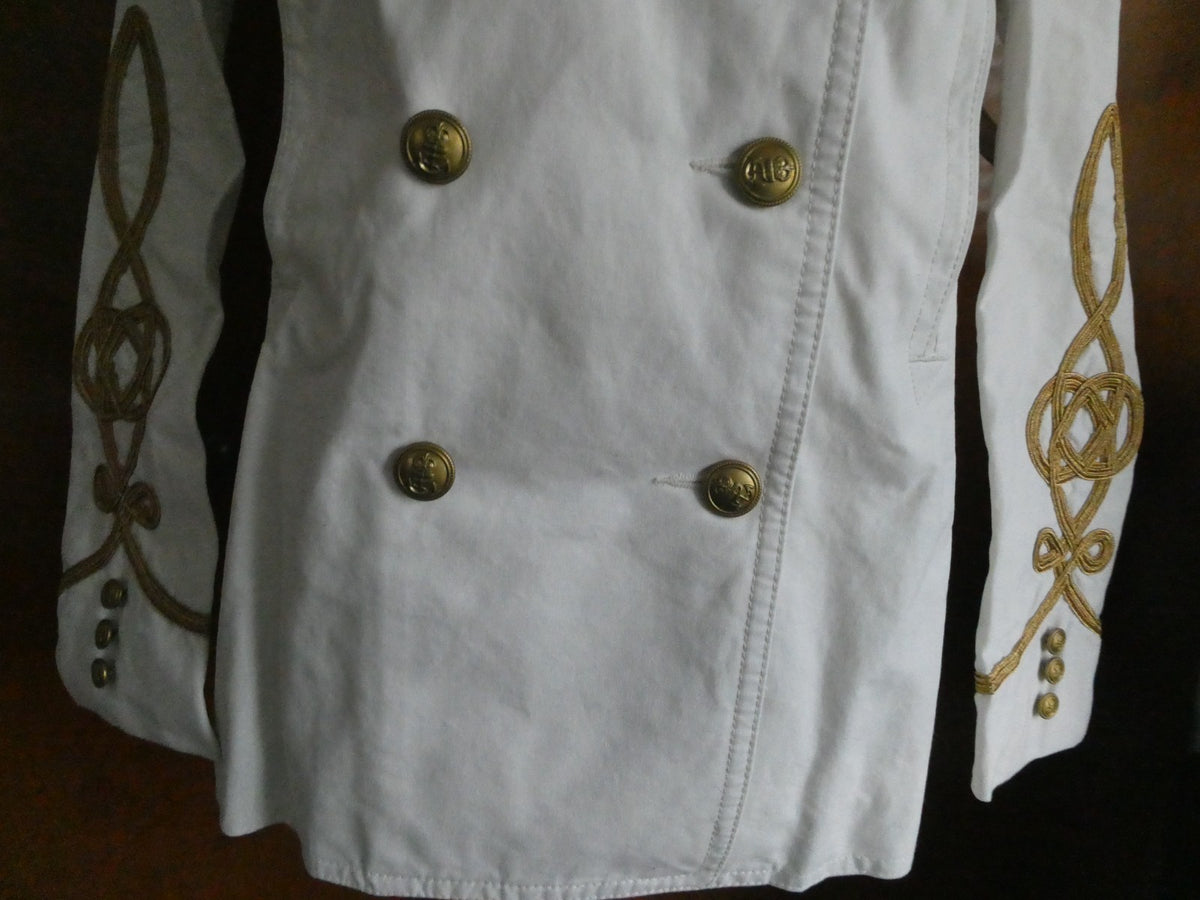 Denim&Supply Ralph Lauren Women White Military Peacoat Jacket Double Breasted