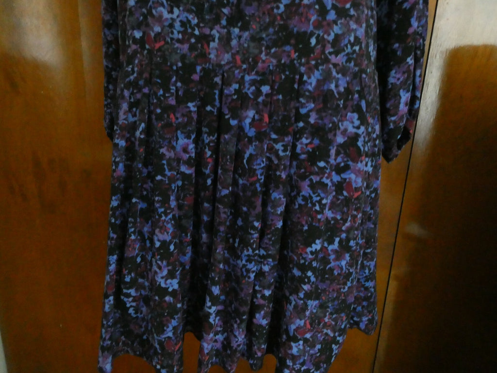 Rebecca Taylor multi-color lined detailed pleated 100% silk dress size 10