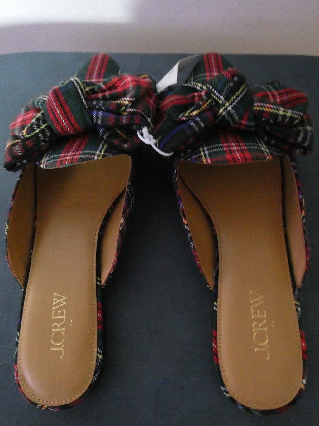 J.Crew Tartan Bow Mule Flats Stewart Plaid Slip on Pointed Toe Women 7, 7.5, 8