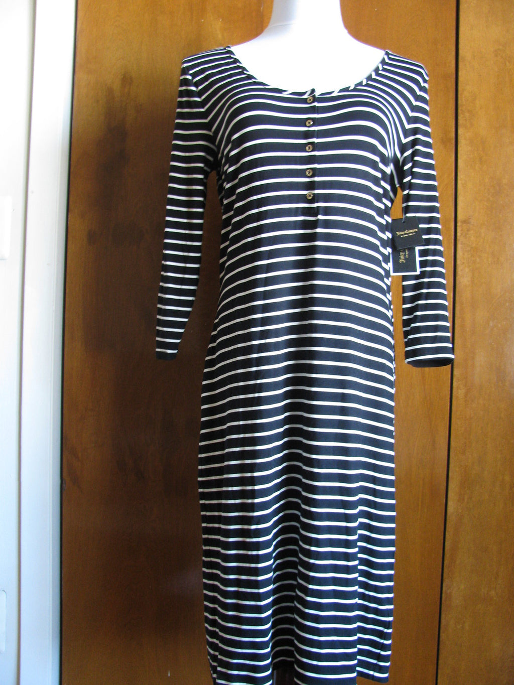 Juicy Couture LA women's black angel ivy stripe dress New