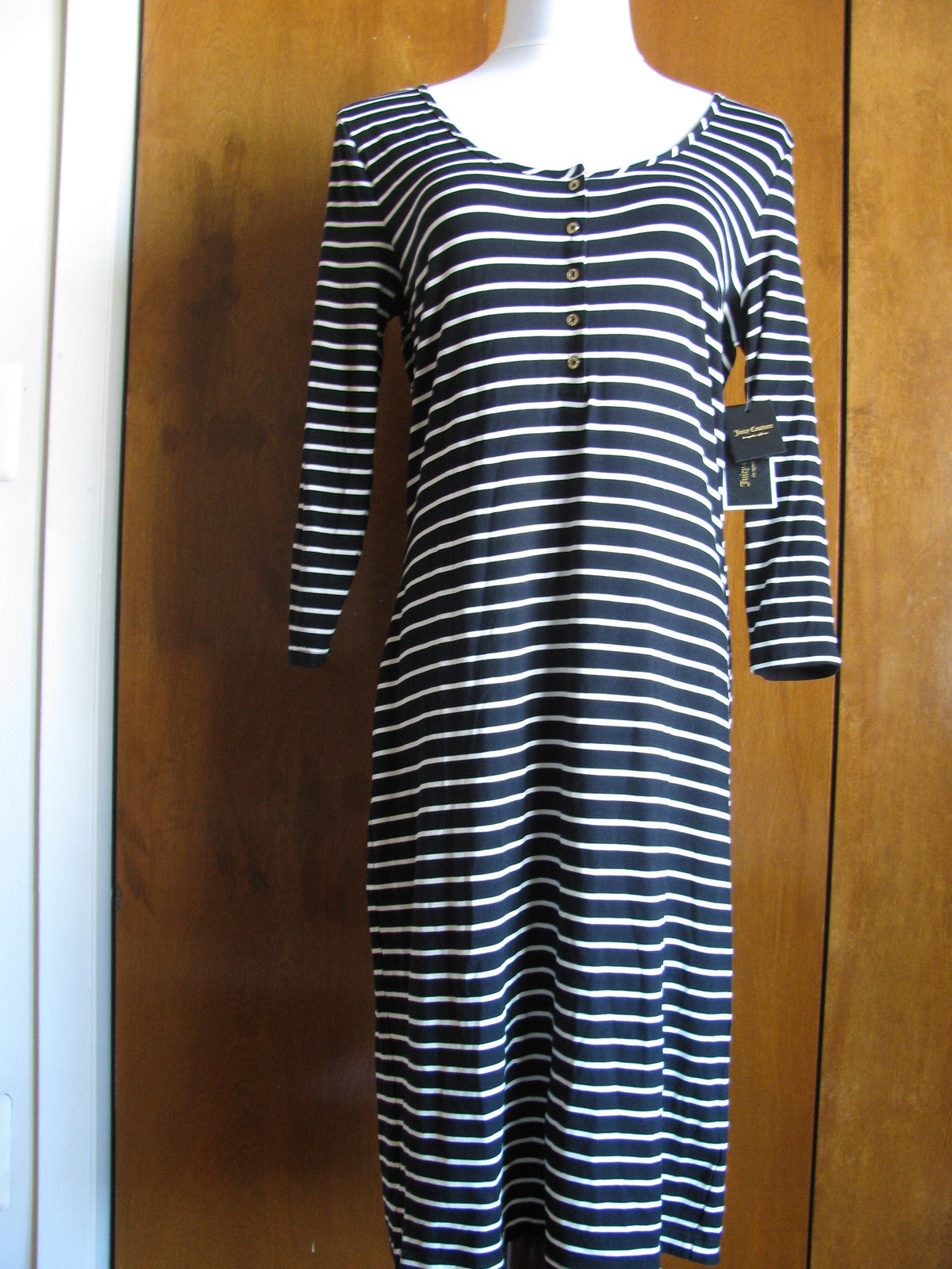 Juicy Couture LA women's black angel ivy stripe dress New