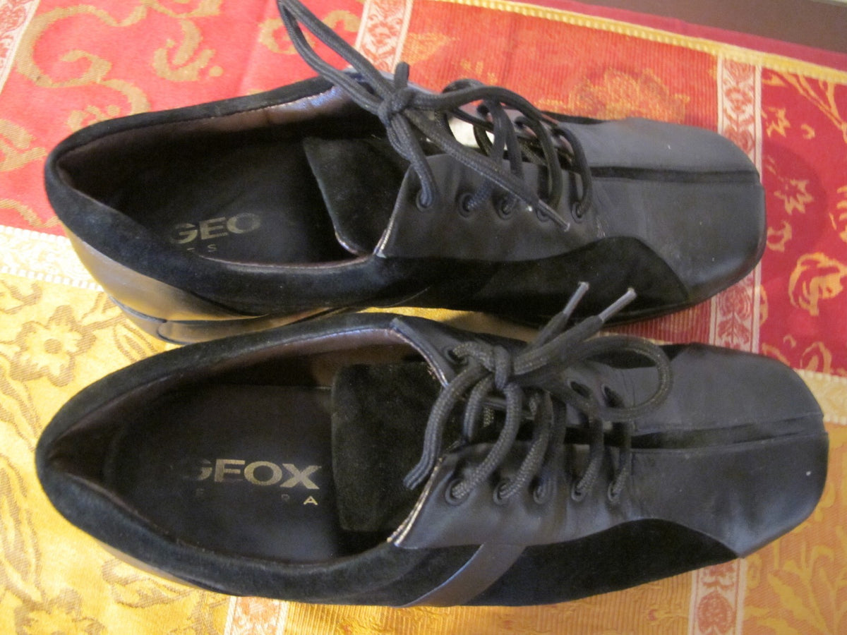 Geox Women's Black Suede Leather Sneakers Shoe Size EU 38 US 8 