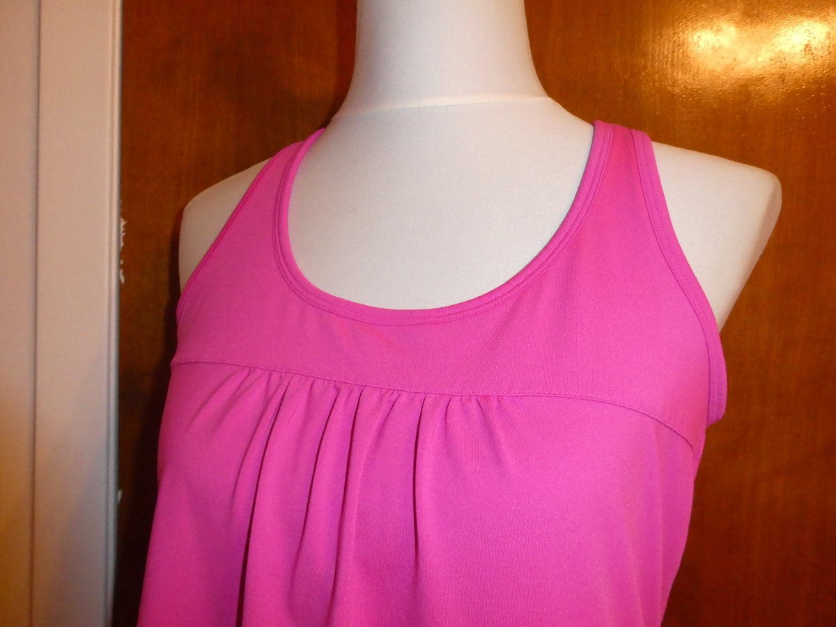 Athleta Women’s Pink Tank Top Large Sleeveless Racerback Ruffle Hem Stretch
