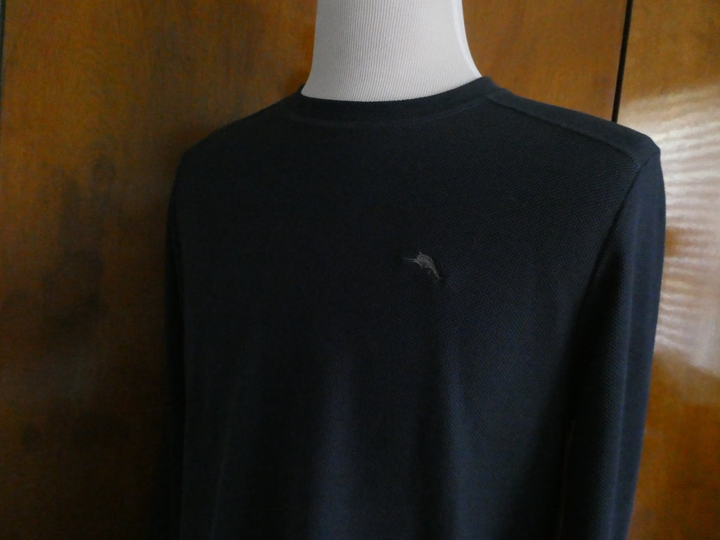 Tommy Bahama Men Medium Long Sleeve Shirt Black Crew Neck Casual Classic Fit