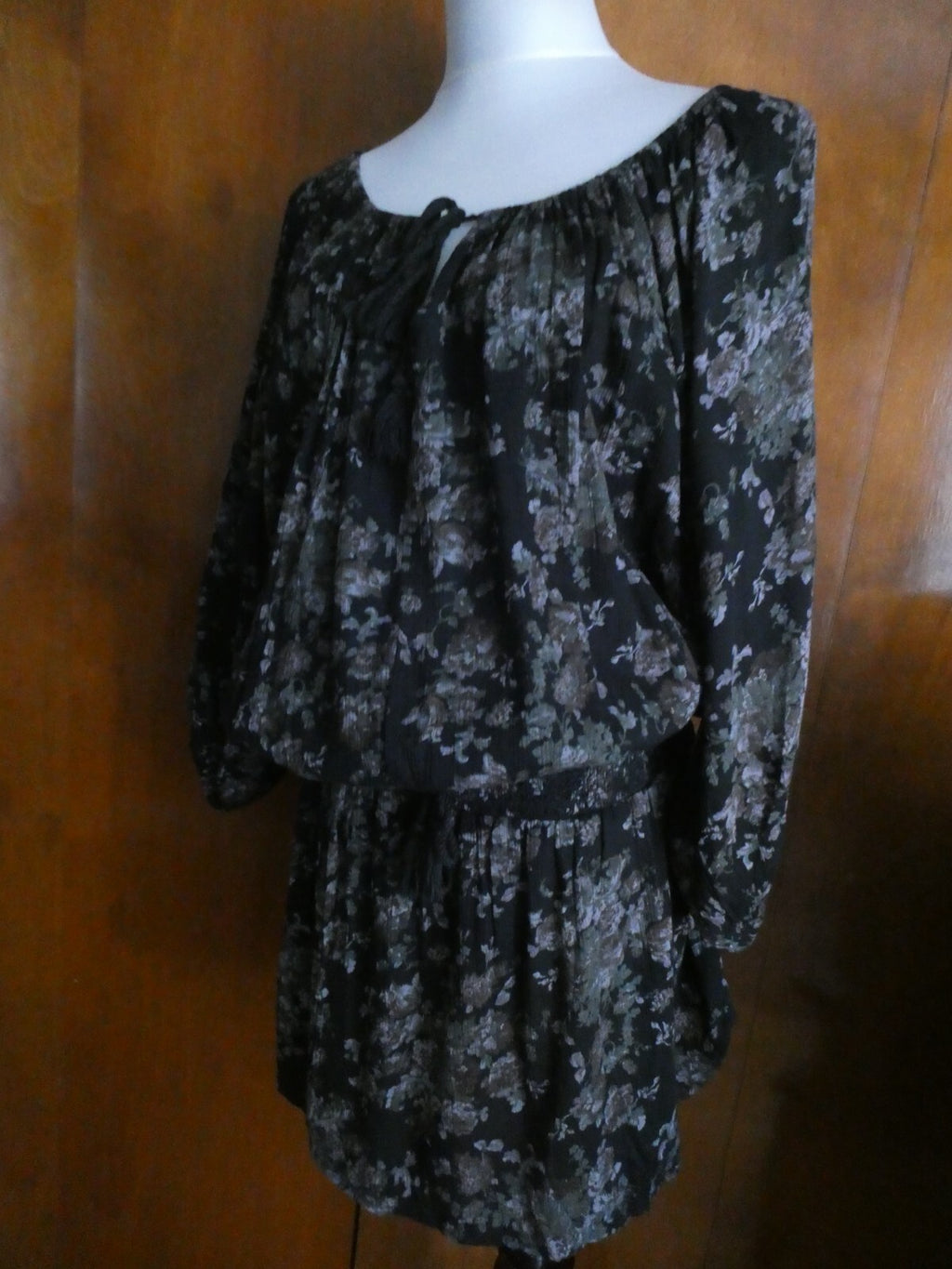 Denim & Supply Ralph Lauren Floral Printed Mini Dress Black Large
