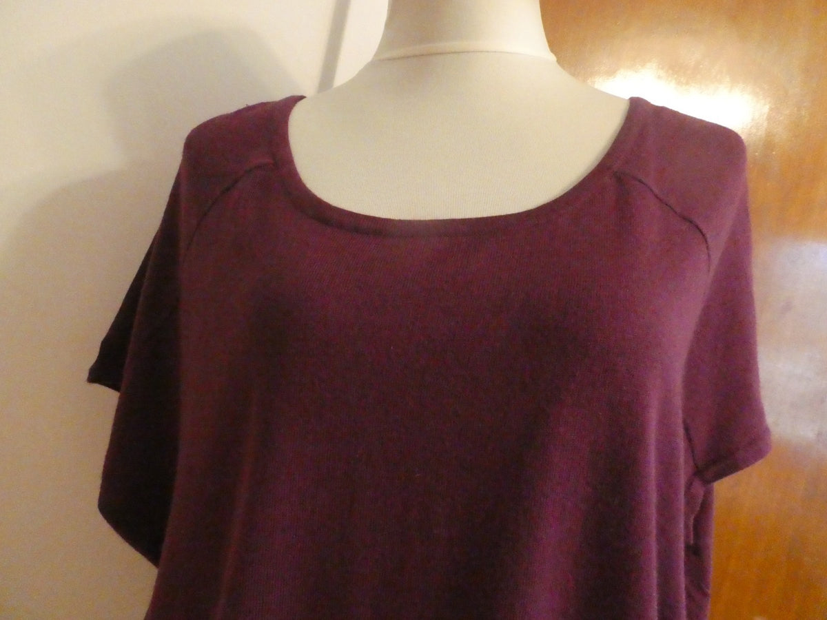 REMAIN Women's Sweater Asymmetrical Eggplant Detailed Size Large