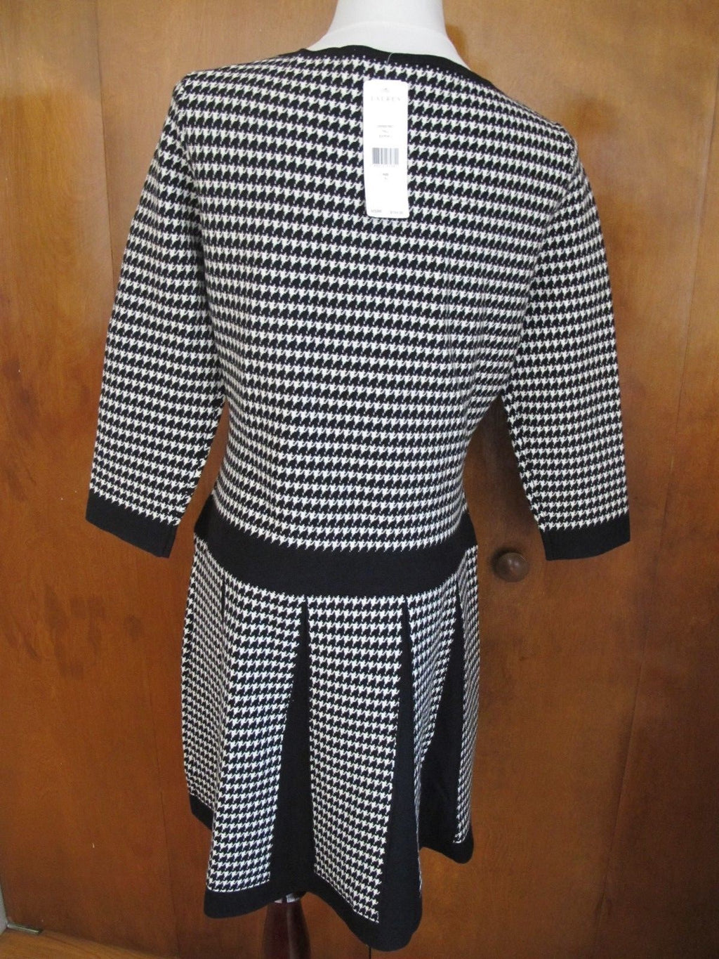 Lauren Ralph Lauren women’s black white fit and flare NWT dress size Large