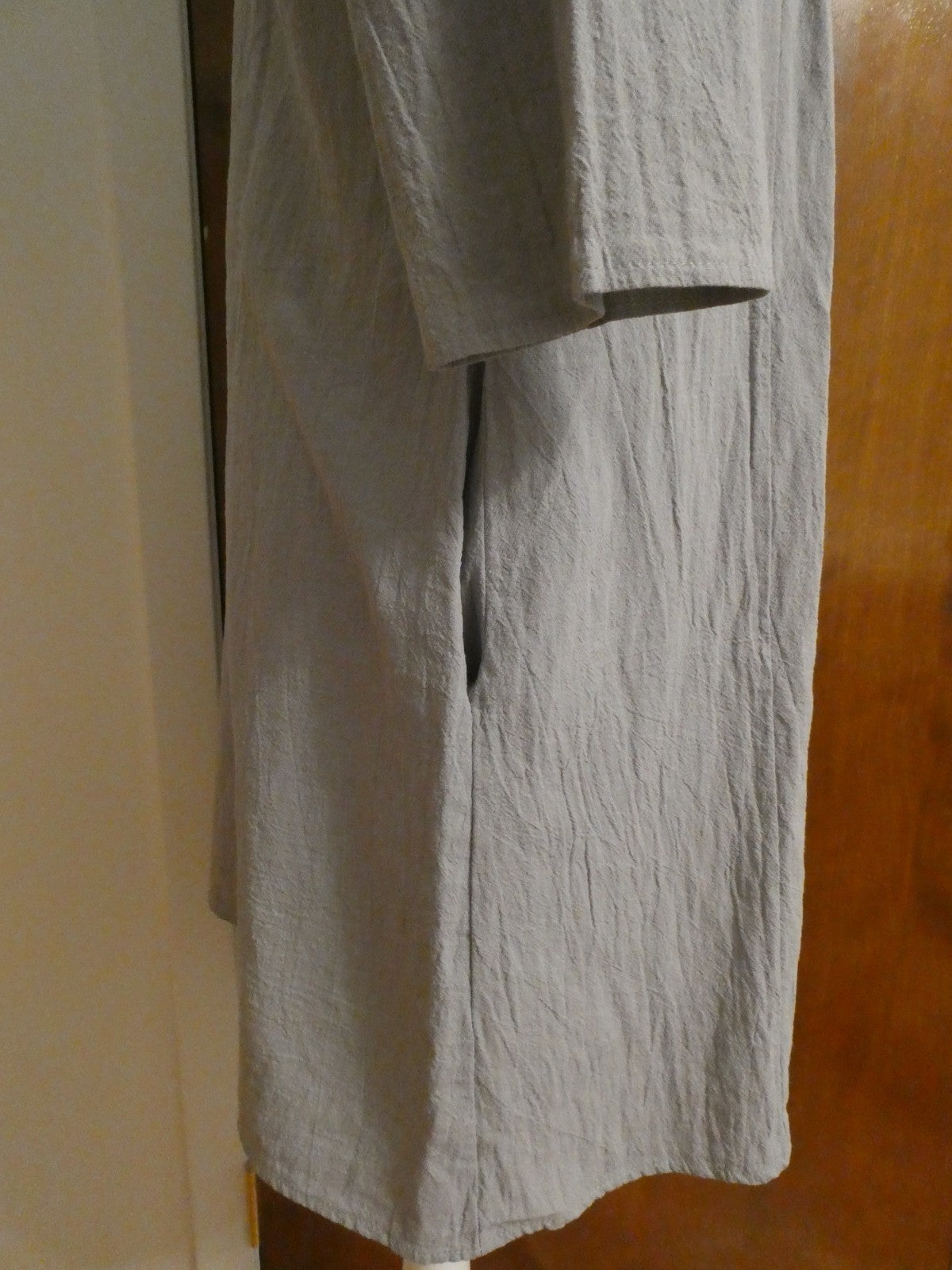 Gray Textured Shift Dress XL Fits L V-Neck Empire Waist Pockets Casual Macy's
