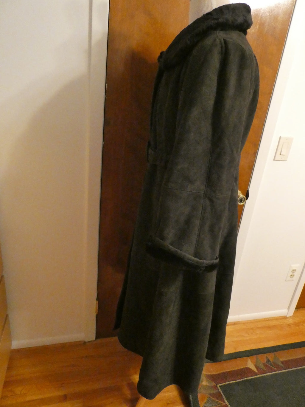 Adarcrea Women Black Shearling Sheepskin A-Line Winter Coat SZ 10 (US 14) Spain