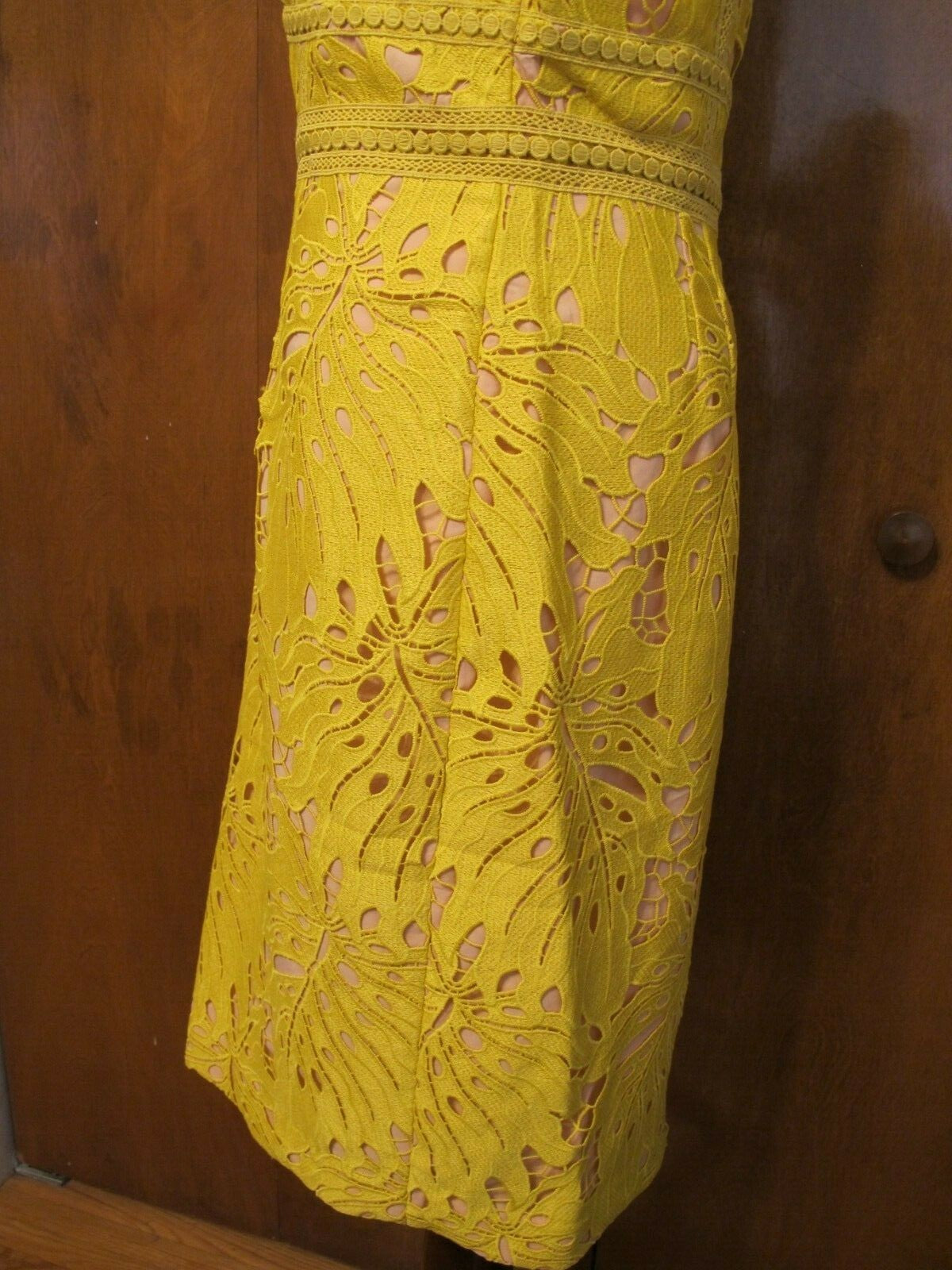 Anthropologie Maeve Crotchet Gardenia Lace Column Dress Yellow  Size 14